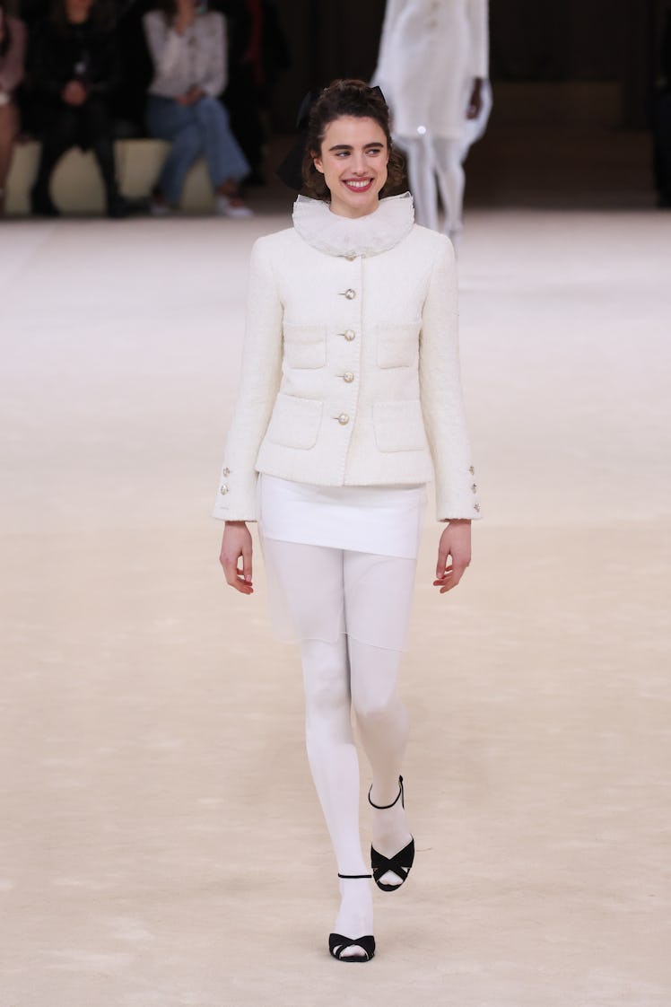 Actress Margaret Qualley walks the runway during the Chanel Haute Couture Spring/Summer 2024 show as...