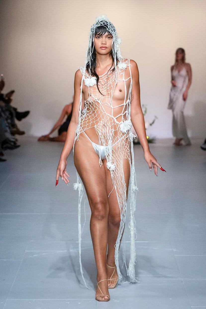 A model walks the runway during the Di Petsa Ready to Wear Fall/Winter 2024-2025 fashion show as par...