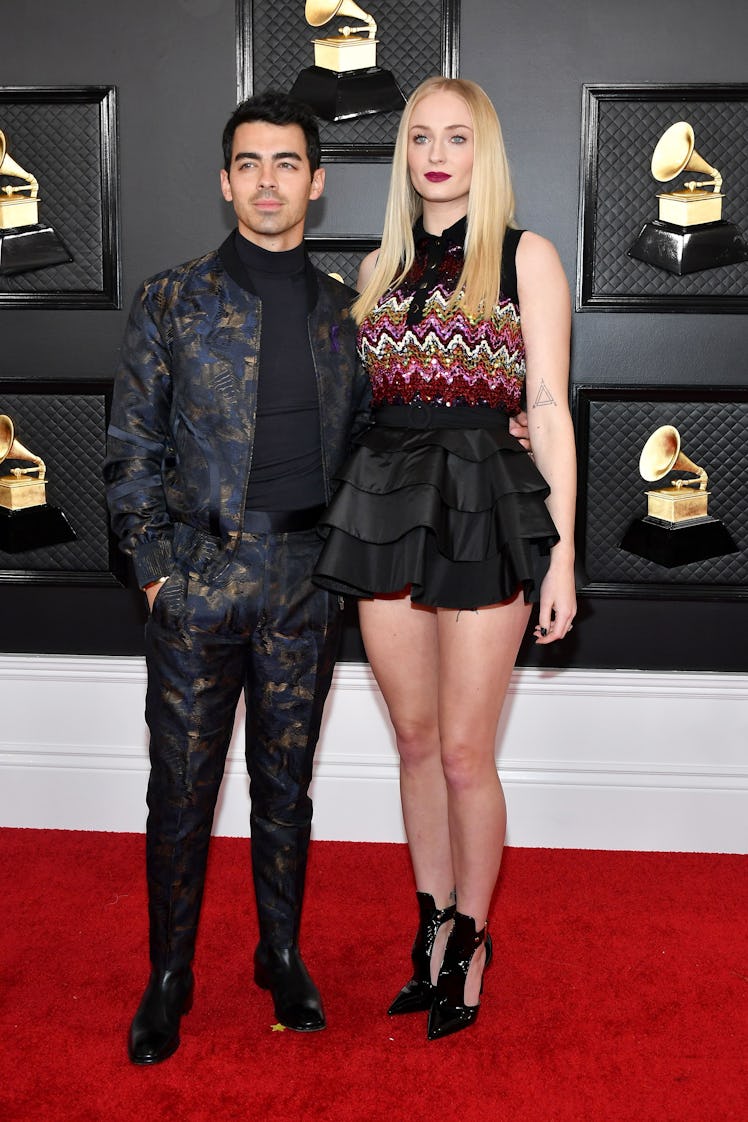 Joe Jonas and Sophie Turner attends the 62nd Annual GRAMMY Awards at Staples Center on January 26, 2...