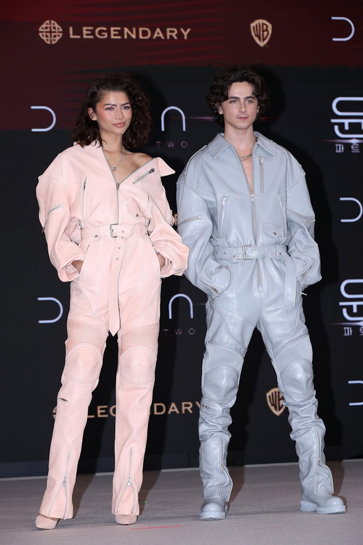 Actors Zendaya and Timothee Chalamet attend the "Dune: Part Two" press conference 