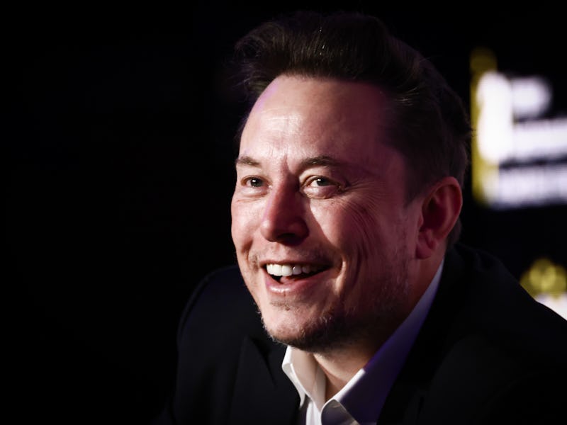 Elon Musk, owner of Tesla and the X (formerly Twitter) platform, attends a symposium on fighting ant...