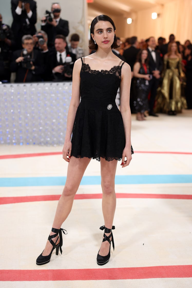 Margaret Qualley attends The 2023 Met Gala Celebrating "Karl Lagerfeld: A Line Of Beauty" at The Met...