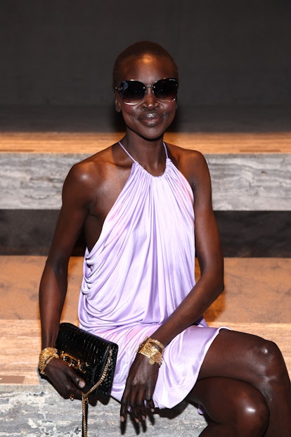 MILAN, ITALY - FEBRUARY 22: Alek Wek is seen on the front row at the Tom Ford fashion show during th...