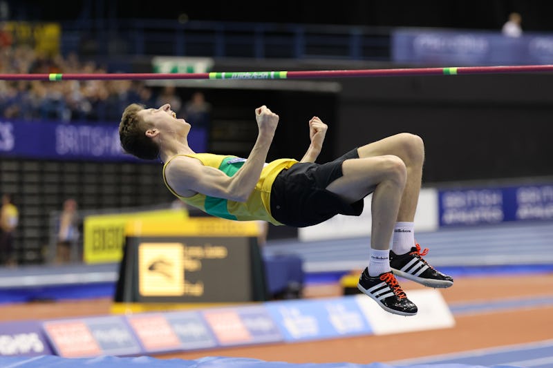 Tom Hewes is competing in the high jump during the UK Indoor Athletics Championships at the Utilita ...