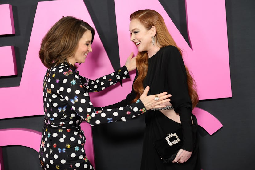 Tina Fey and Lindsay Lohan at the "Mean Girls" premiere