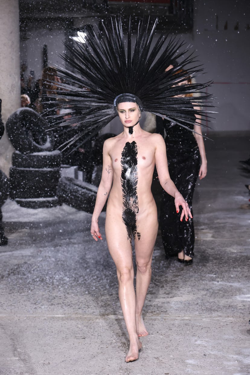 A model walks the runway during the Pressiat Womenswear Fall/Winter 2024-2025 show. 