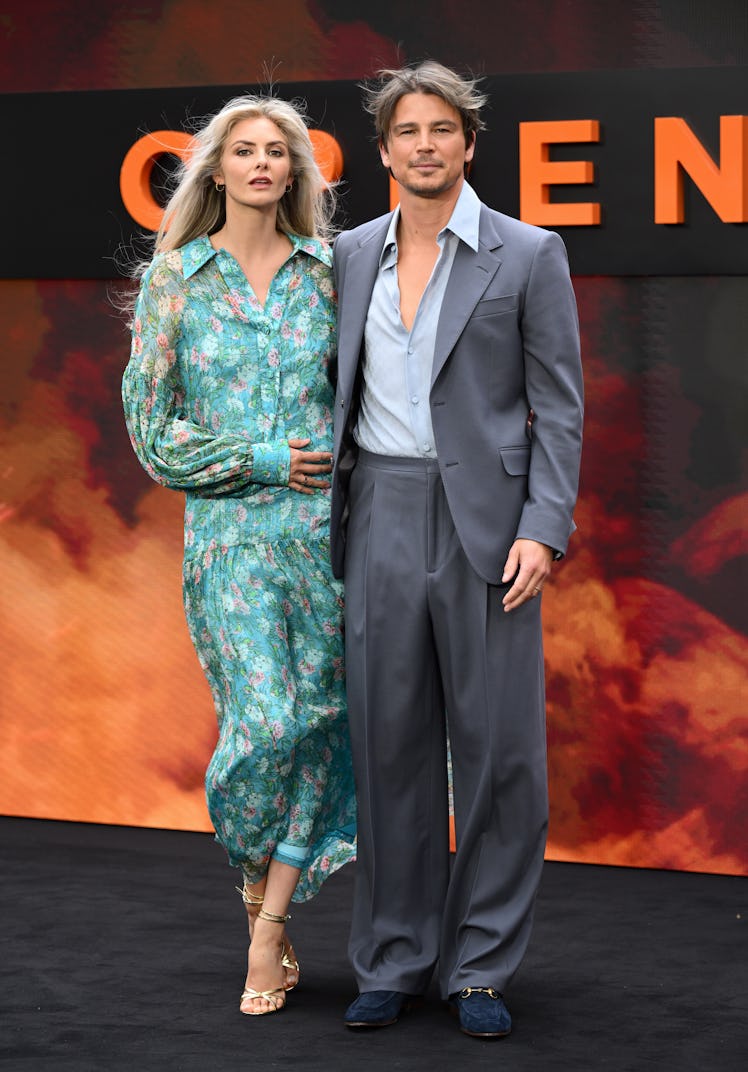 Tamsin Egerton and Josh Hartnett attend the "Oppenheimer" UK Premiere at Odeon Luxe Leicester Square...