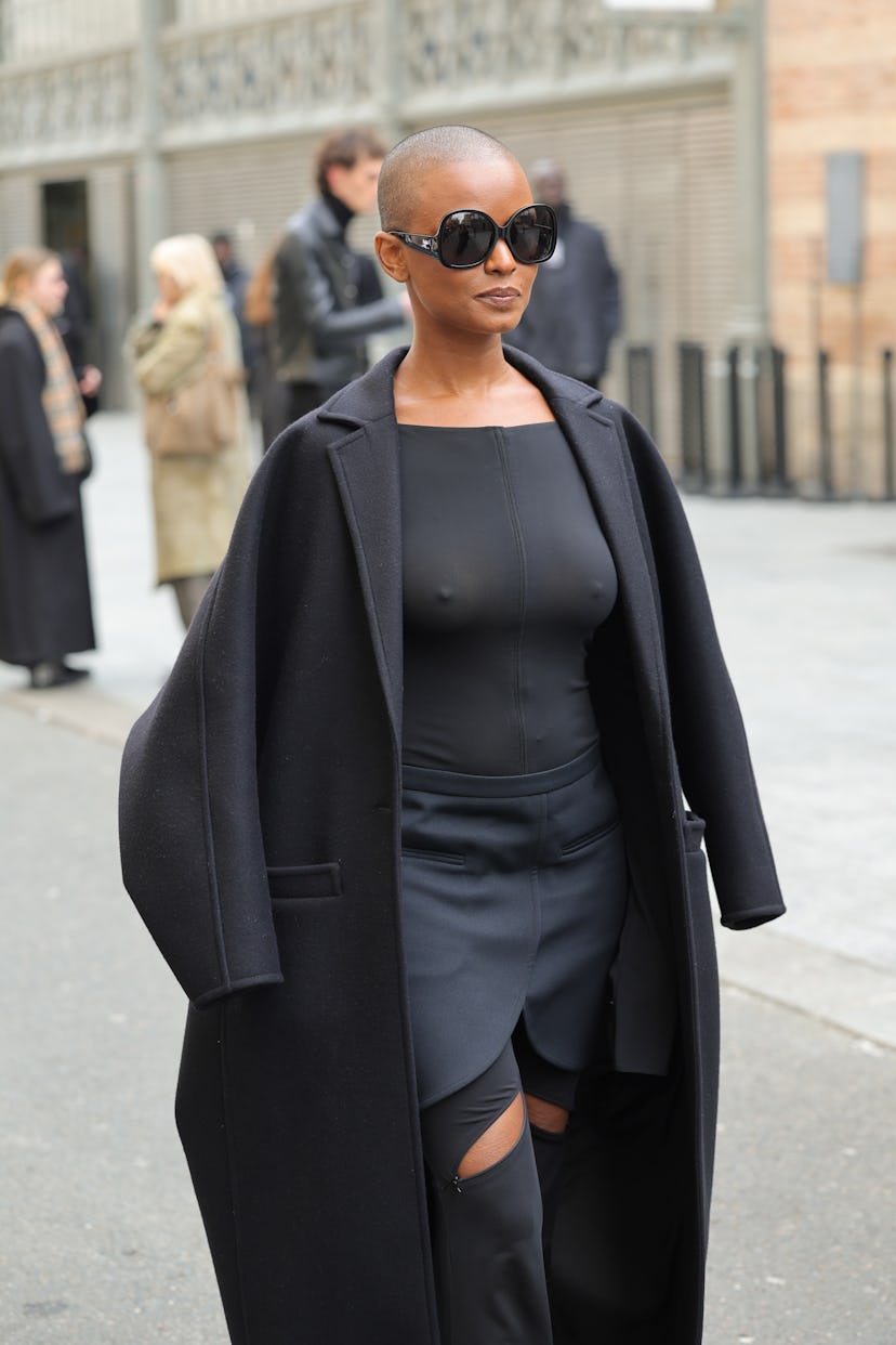PARIS, FRANCE - FEBRUARY 28: EDITOR’S NOTE: Image contains nudity.) Kelela attends the Courrèges Wom...