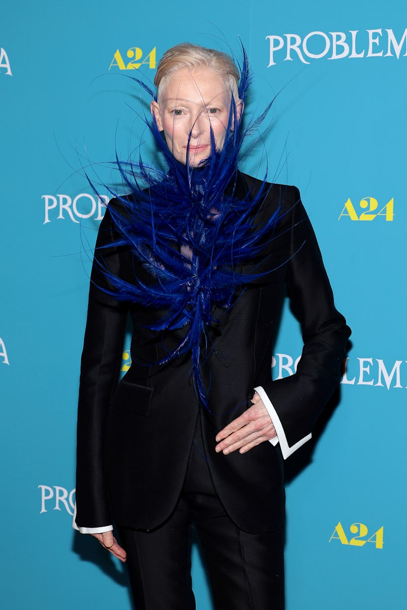 Tilda Swinton attends the "Problemista" New York Screening at Village East Cinema on February 27, 20...
