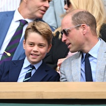LONDON, ENGLAND - JULY 16: Prince George of Wales and Prince William, Prince of Wales watch Carlos A...