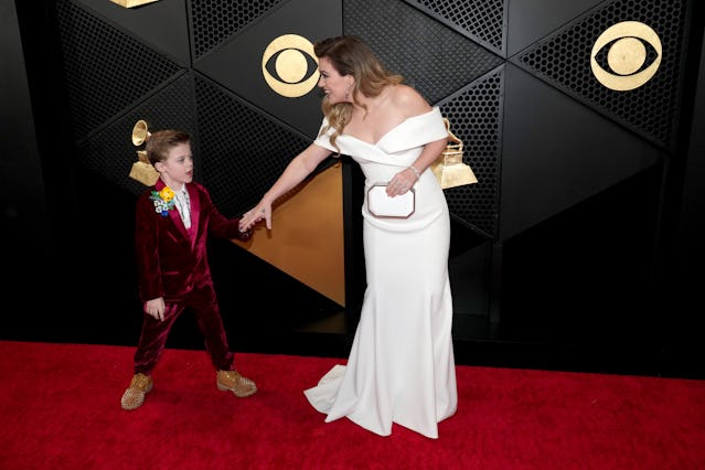 Kelly Clarkson and Remington "Remy" Alexander attend the 66th GRAMMY Awards at Crypto.com Arena on F...