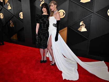 (From L) US singer-songwriter Lana Del Rey and US singer-songwriter Taylor Swift arrive for the 66th...