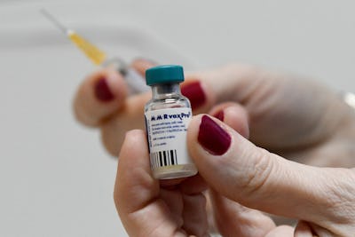A health worker prepares a measles vaccine in a hospital of Montenegro's capital Podgorica on Februa...