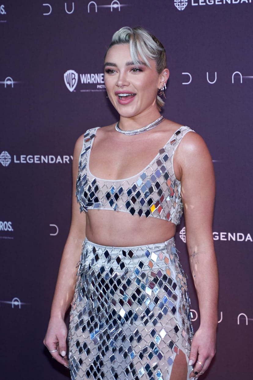 Florence Pugh poses during the photocall for the movie 'Dune: Part Two' at Four Seasons Hotel. 