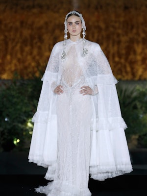A model walks the runway during the Marco & Maria show as part of Barcelona Bridal Fashion Week Gala...