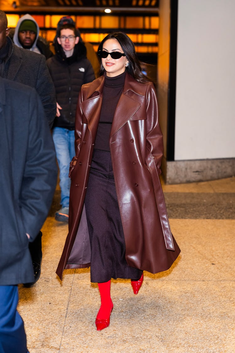 Camila Mendes is seen in Midtown on February 06, 2024 in New York City.
