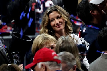 Gisele Bündchen celebrates New England Patriots 13-3 defeat over Los Angeles Rams during Super Bowl ...