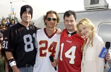 Carson Daly, Matthew McConaughey, Jimmy Kimmel and Kate Hudson during MTV's First Annual Super Bowl ...