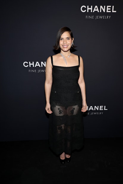 America Ferrera arrived at the opening dinner for Chanel's flagship boutique in new york