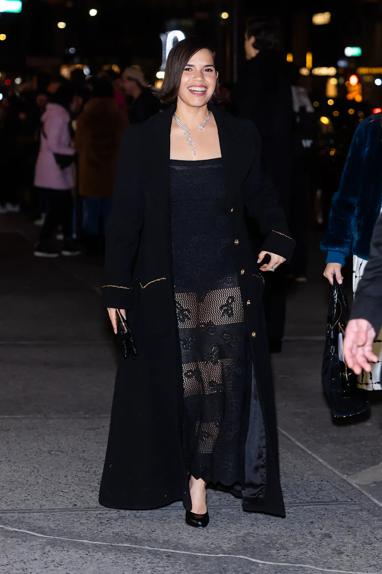 america ferrera black dress America Ferrera Spices Up the Black Evening Gown With Playful Pops of Texture