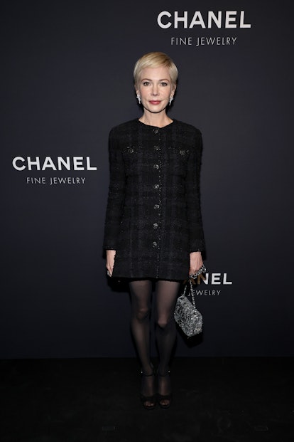 Michelle Williams arrived at the opening dinner for chanel's flagship boutique in new york