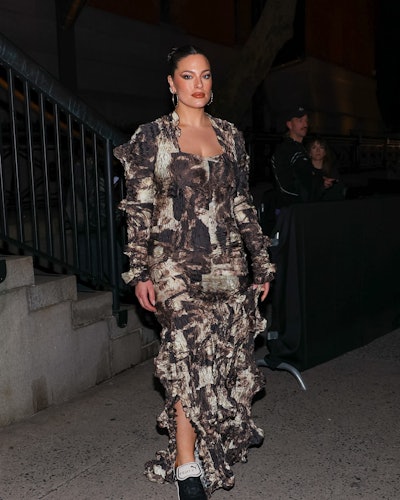 Ashley Graham multi-color ruffled dress at Puma New York Fashion Week show
