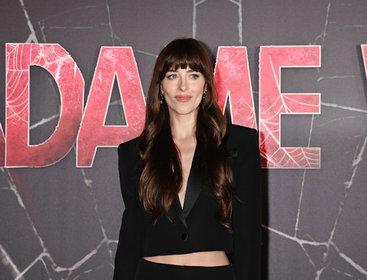Dakota Johnson attends the "Madame Web" photocall at Claridge's Hotel on January 31, 2024 in London,...