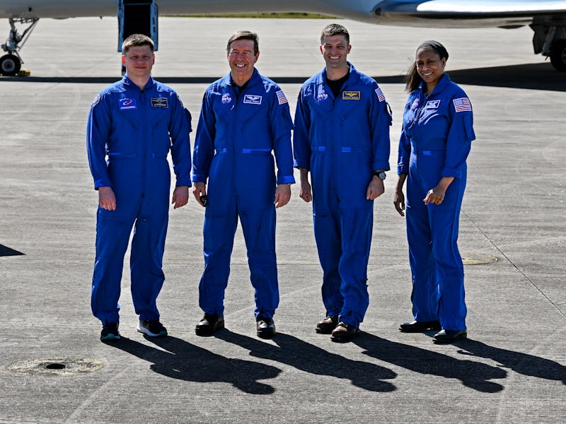 Members of NASA's SpaceX Crew-8 (L-R) Roscosmos cosmonaut and Mission specialist Alexander Grebenkin...