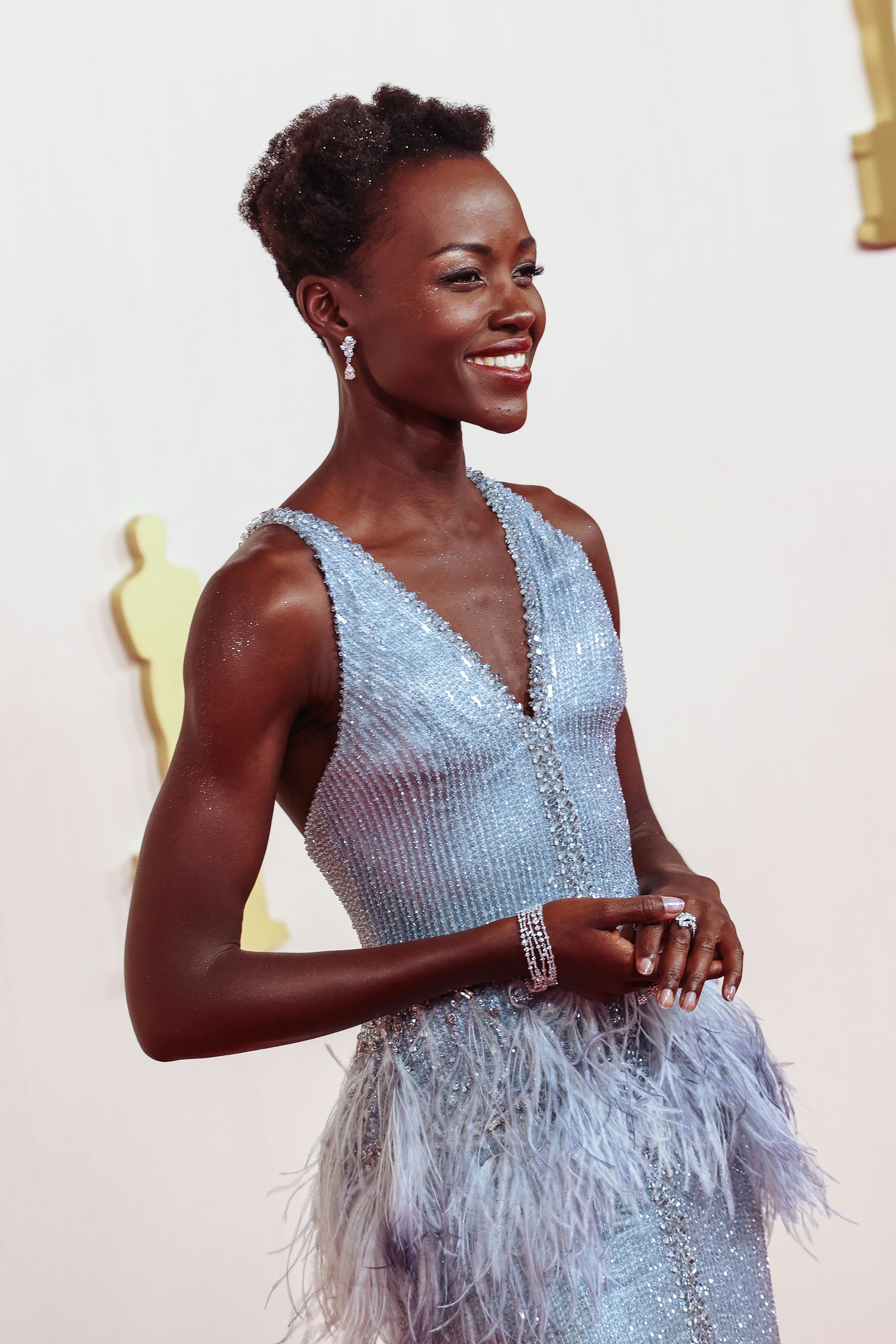 Lupita Nyong&rsquo;o wore clear nail polish at the 2024 Oscars.