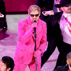 Ryan Gosling singing 'I'm Just Ken' at the 2024 Oscars. Photo via Getty Images