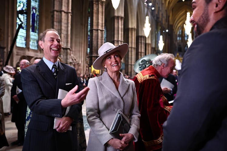 LONDON, ENGLAND - MARCH 11: Prince Edward, Duke of Edinburgh and Sophie, Duchess of Edinburgh speak ...