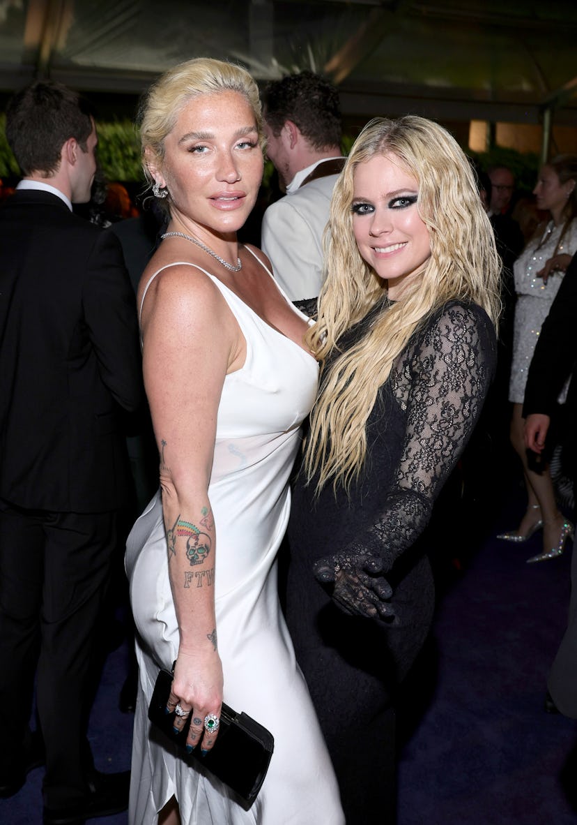 WEST HOLLYWOOD, CALIFORNIA - MARCH 10: (Exclusive Coverage) (L-R) Kesha and Avril Lavigne attend the...