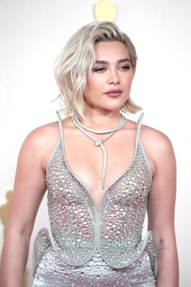 HOLLYWOOD, CALIFORNIA - MARCH 10: Florence Pugh attends the 96th Annual Academy Awards on March 10, ...