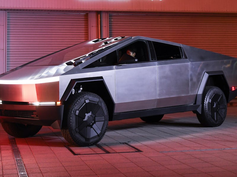 A Tesla Inc. Cybertruck displayed at TeamLab Planets museum during a promotional tour in Tokyo, Japa...