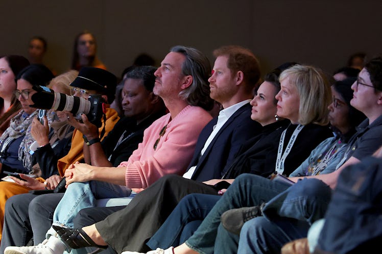 Prince Harry, Duke of Sussex attends the "Breaking Barriers, Shaping Narratives: How Women Lead On a...