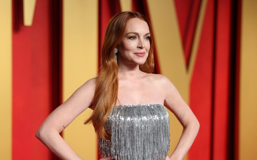 BEVERLY HILLS, CALIFORNIA - MARCH 10: Lindsay Lohan attends the 2024 Vanity Fair Oscar Party Hosted ...