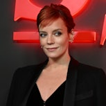 British singer Lily Allen poses on the red carpet upon arrival to attend the West End world premiere...