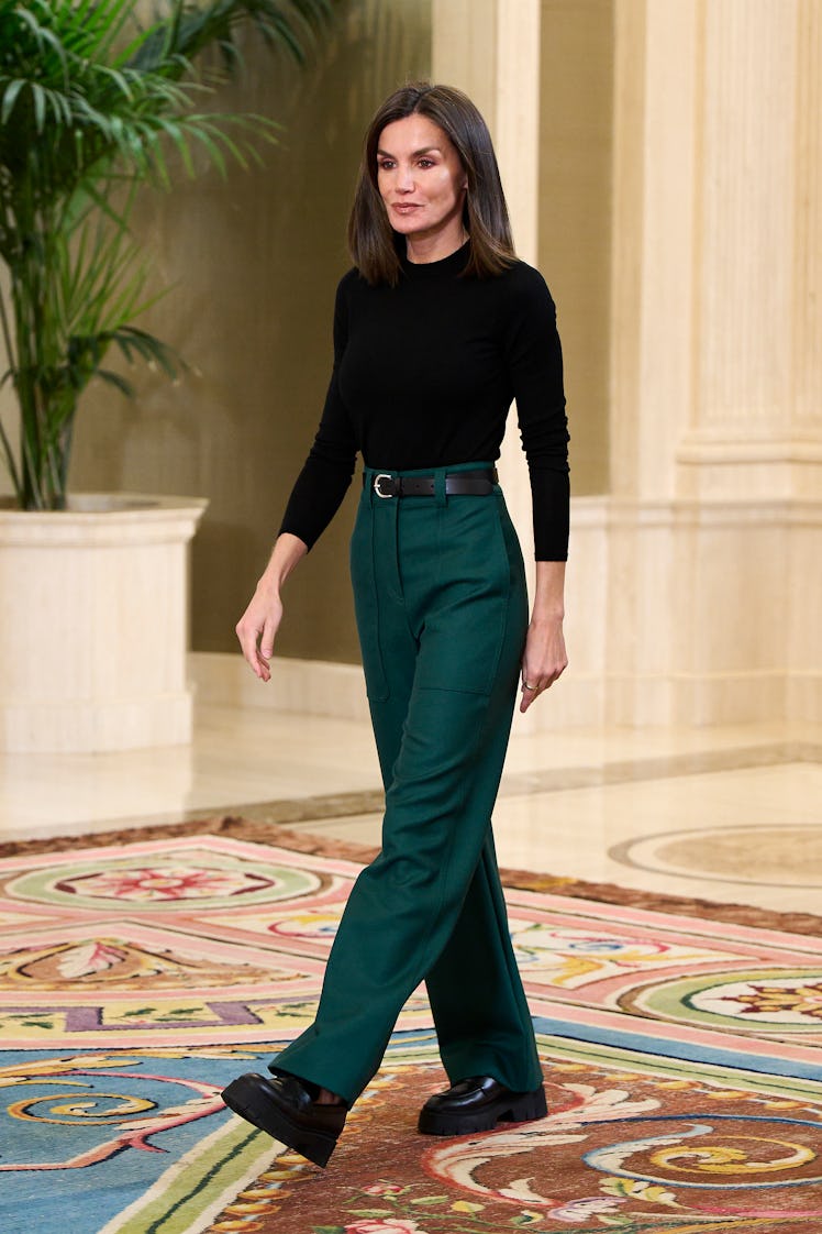 Queen Letizia of Spain receives the CERMIs Committee at the Zarzuela Palace on March 13, 2024 in Mad...