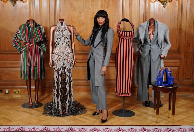 Naomi Campbell attends a photo call to publicise the V&A's forthcoming NAOMI exhibition, celebrating...