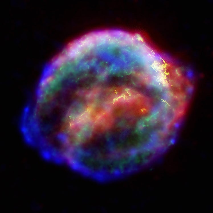 SPACE, SPACE:  This image released 07 October, 2004 by NASA shows Kepler's supernova remnant produce...