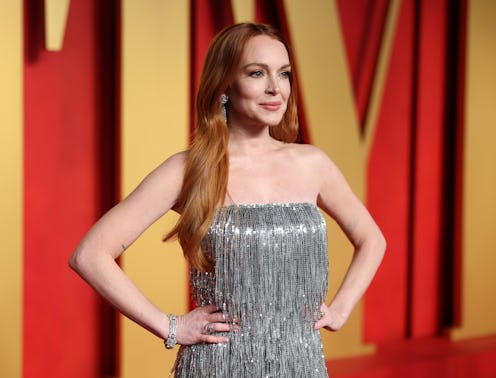 BEVERLY HILLS, CALIFORNIA - MARCH 10: Lindsay Lohan attends the 2024 Vanity Fair Oscar Party Hosted …