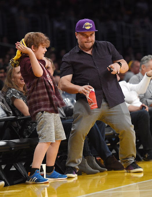 LOS ANGELES, CA - MARCH 28: Actor Jack Black and his son Samuel Black dance during a break in the ac...