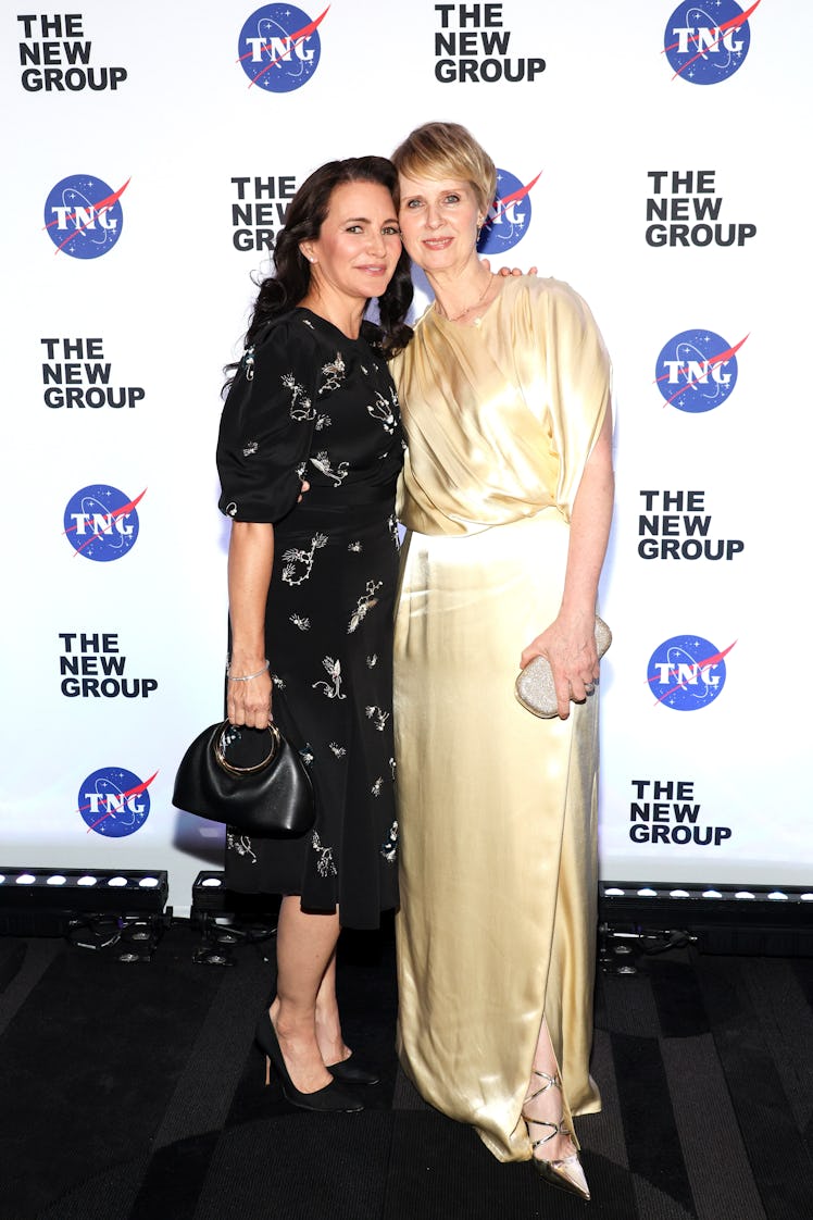 Kristin Davis and Cynthia Nixon attend The New Group's 2024 Gala at The Edison Ballroom on March 18,...