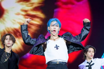 PARIS, FRANCE - JULY 21:  K-Pop boy band, Stray Kids performs onstage during the Lollapalooza Paris ...