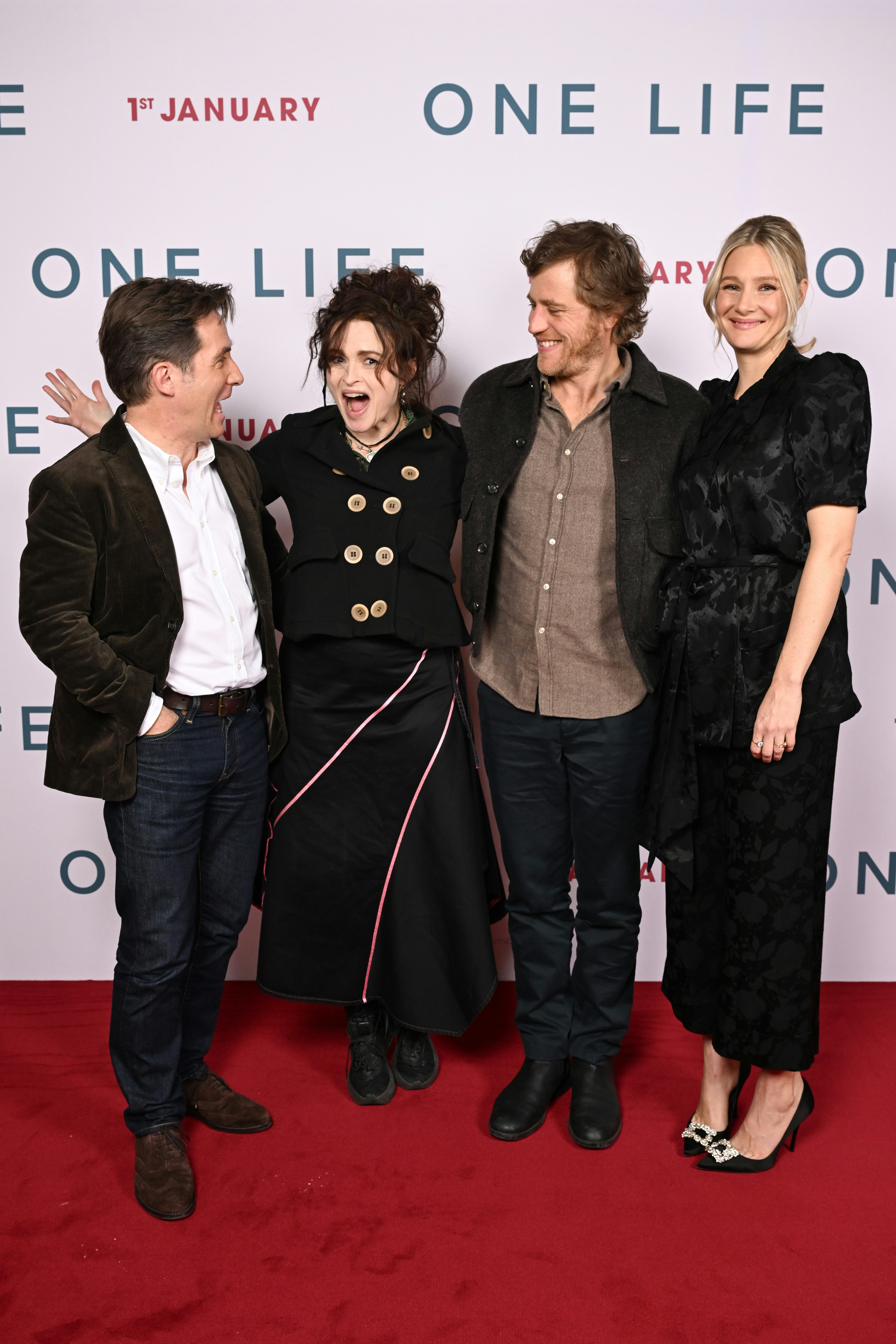 James Hawes, Helena Bonham Carter, Johnny Flynn and Romola Garai at a &ldquo;One Life&rdquo; screening.
