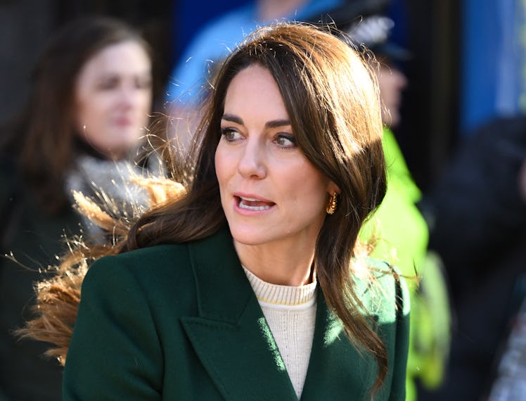 LEEDS, ENGLAND - JANUARY 31: Catherine, Princess of Wales during a visit to Kirkgate Market on Janua...