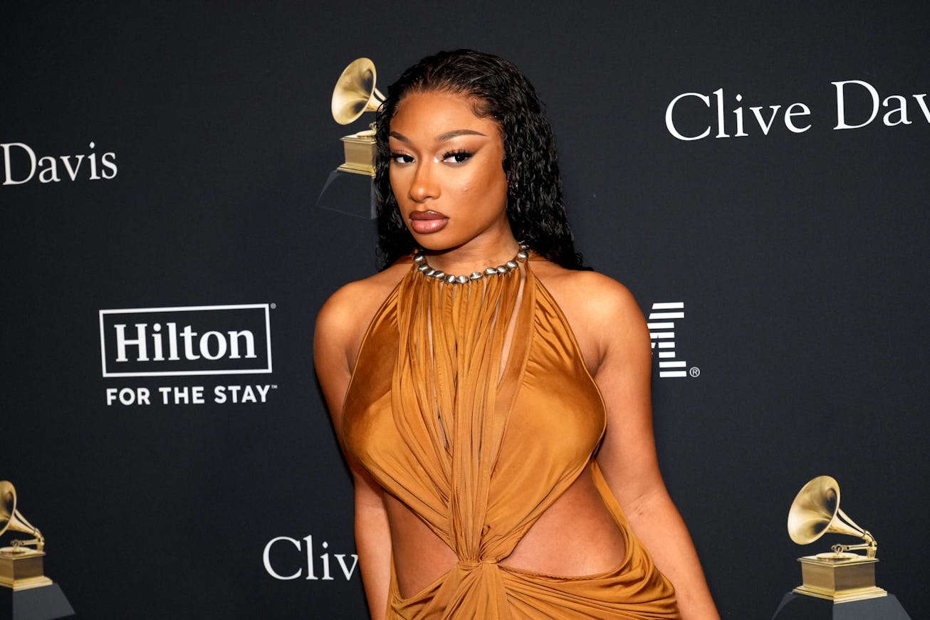 BEVERLY HILLS, CALIFORNIA - FEBRUARY 03: (FOR EDITORIAL USE ONLY) Megan Thee Stallion attends the 66...