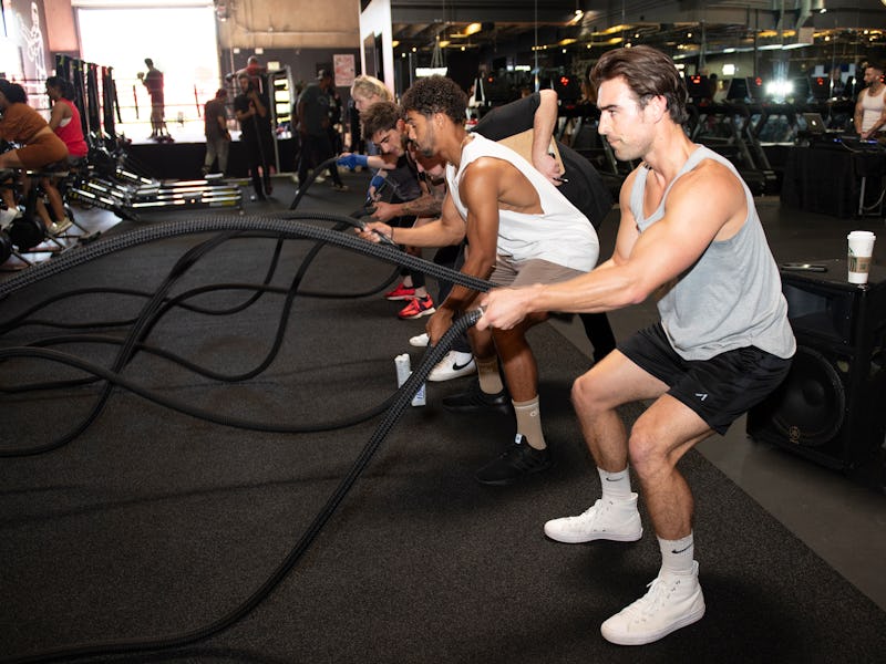 CALABASAS, CALIFORNIA - OCTOBER 07: Event guests participate in workout activity at Fight Fentanyl: ...