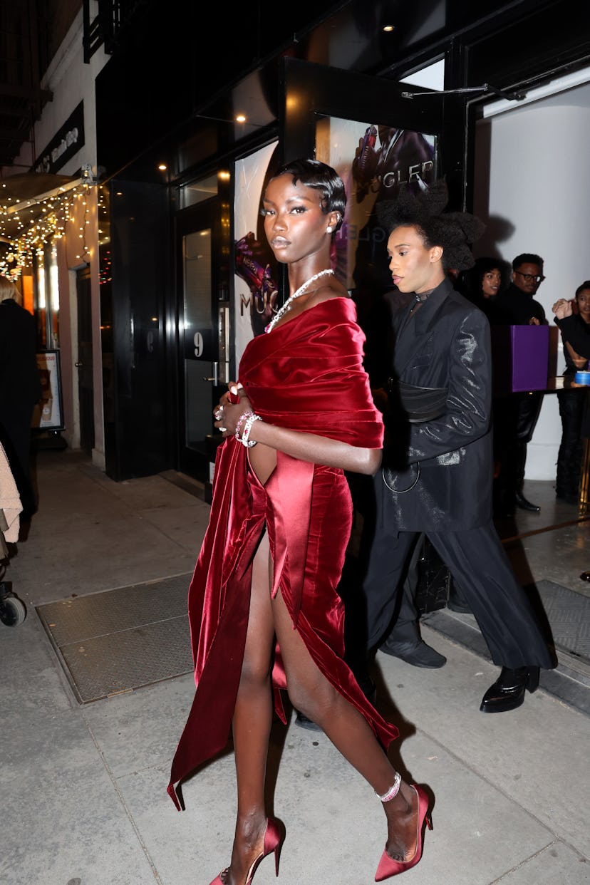 NEW YORK, NEW YORK - MARCH 21: Anok Yai attends the Mugler Fragrance Celebration on March 21, 2024 i...