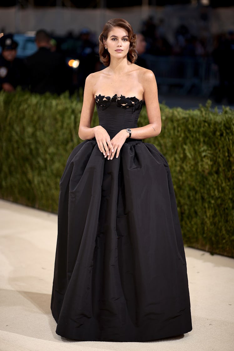Kaia Gerber attends The 2021 Met Gala Celebrating In America: A Lexicon Of Fashion at Metropolitan M...